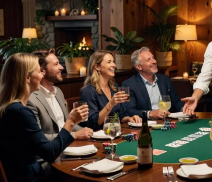A professional poker host welcoming guests to a refined evening.