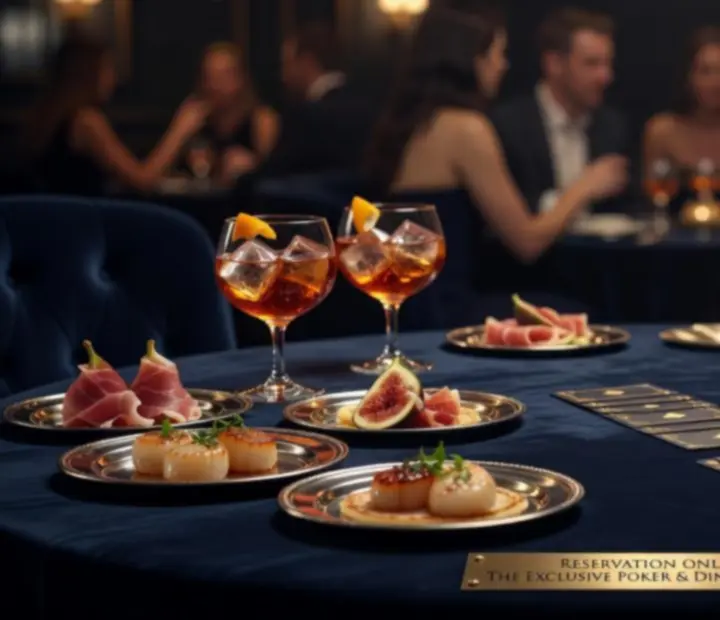 Guests enjoying an in-person live poker evening in a refined setting