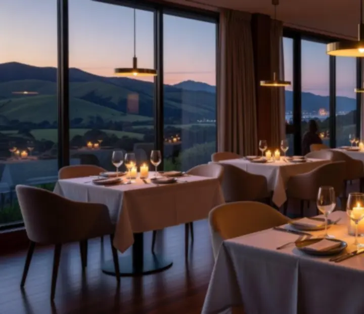 Candlelit fine dining room at Tablee And Grill in New Zealand